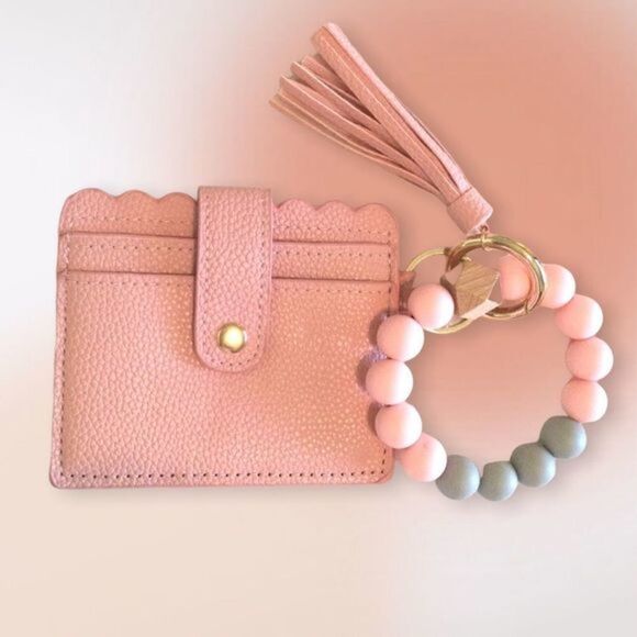 BEADED Bracelet Wristlet Keyring‎ Wallet Holder Pink NEW - Picture 4 of 6